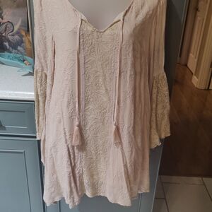 AKIRA Lace Tunic Dress in Pale Pink